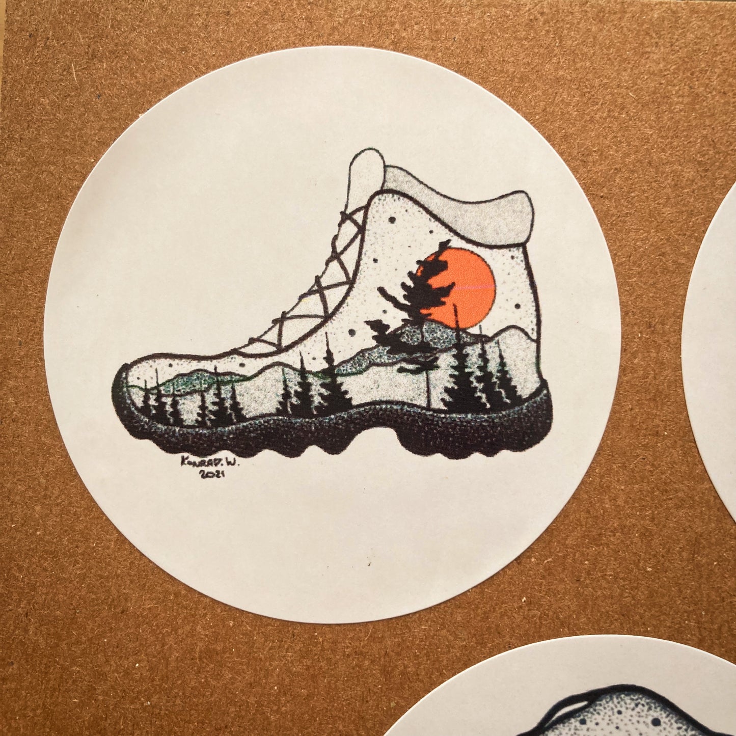 Hiking Boot Circle Sticker